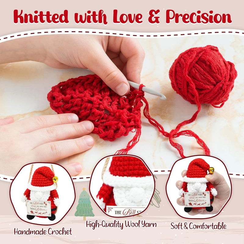 OASSIE Santa Claus Gifts for Christmas Decorations - Santa Crochet Holiday Decorations - Emotional Support Crochet Gifts for Women Men, Stocking Stuffers Christmas Decor, Xmas Gift for Friend Family - Image 4